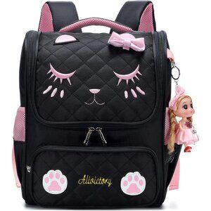 Waterproof Cute Cat School Backpacks for Girls Cute Kids Book Bag Travel Daypack